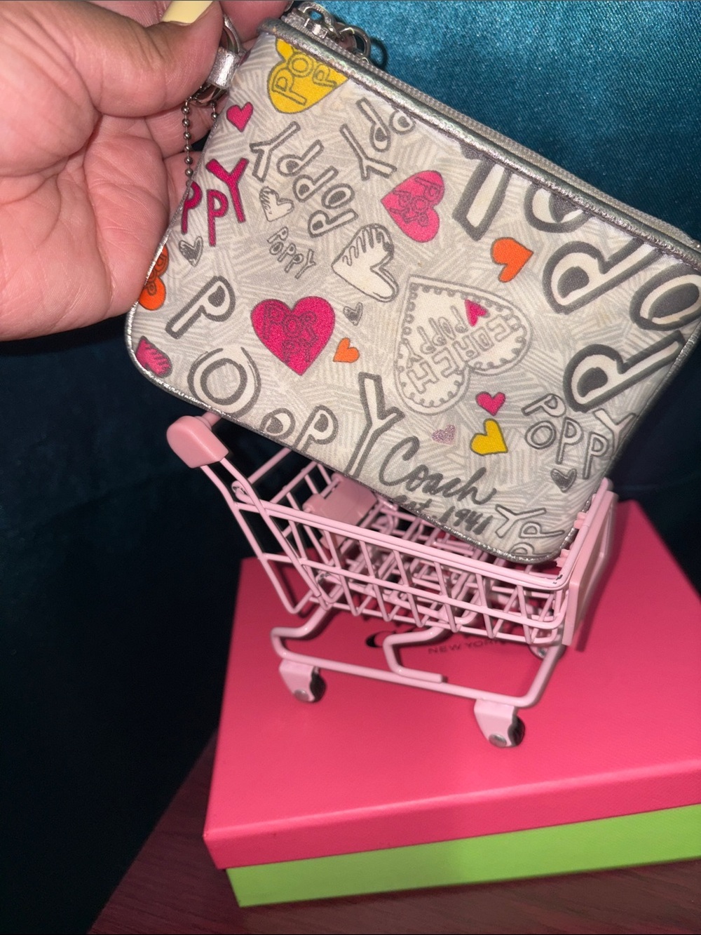 Coach graffti Silver Graphic Wristlet Pouch with Multicolor Accents